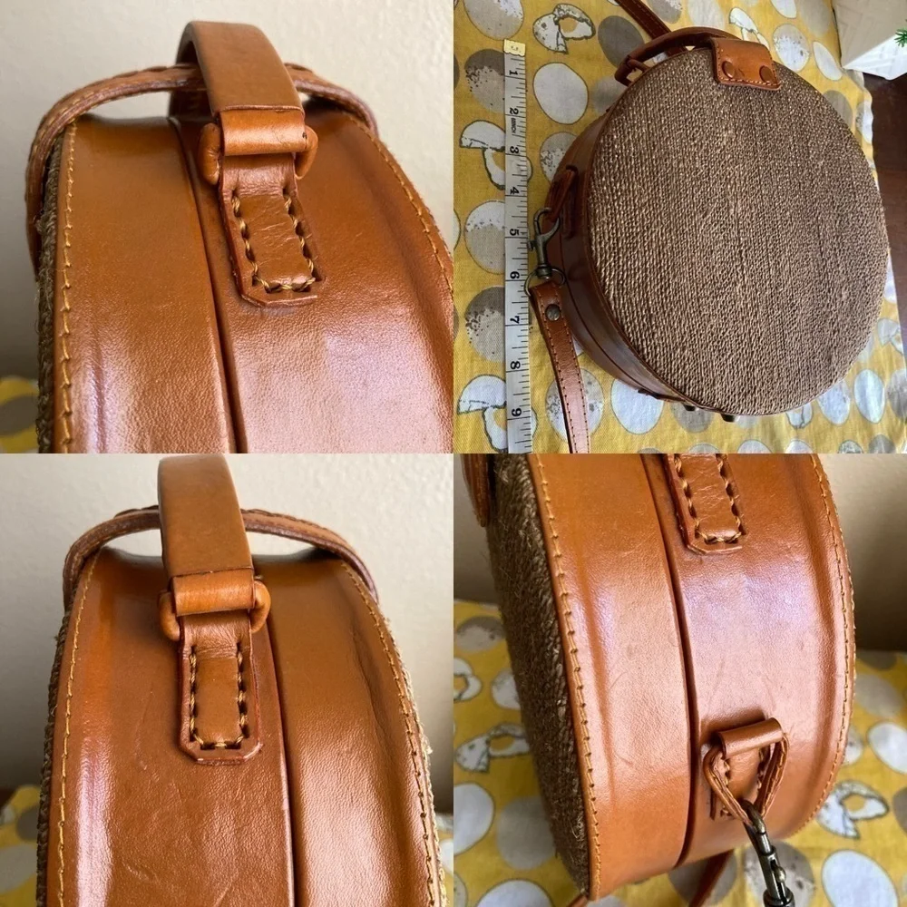 Vintage look round canteen crossbody purse